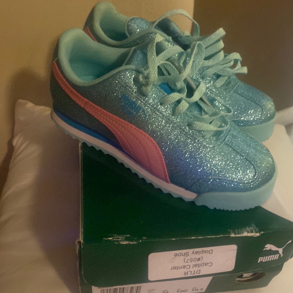 Puma pink and blue glitter